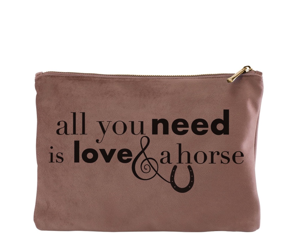 All you need is love & a horse Blush Velvet Wash Bag