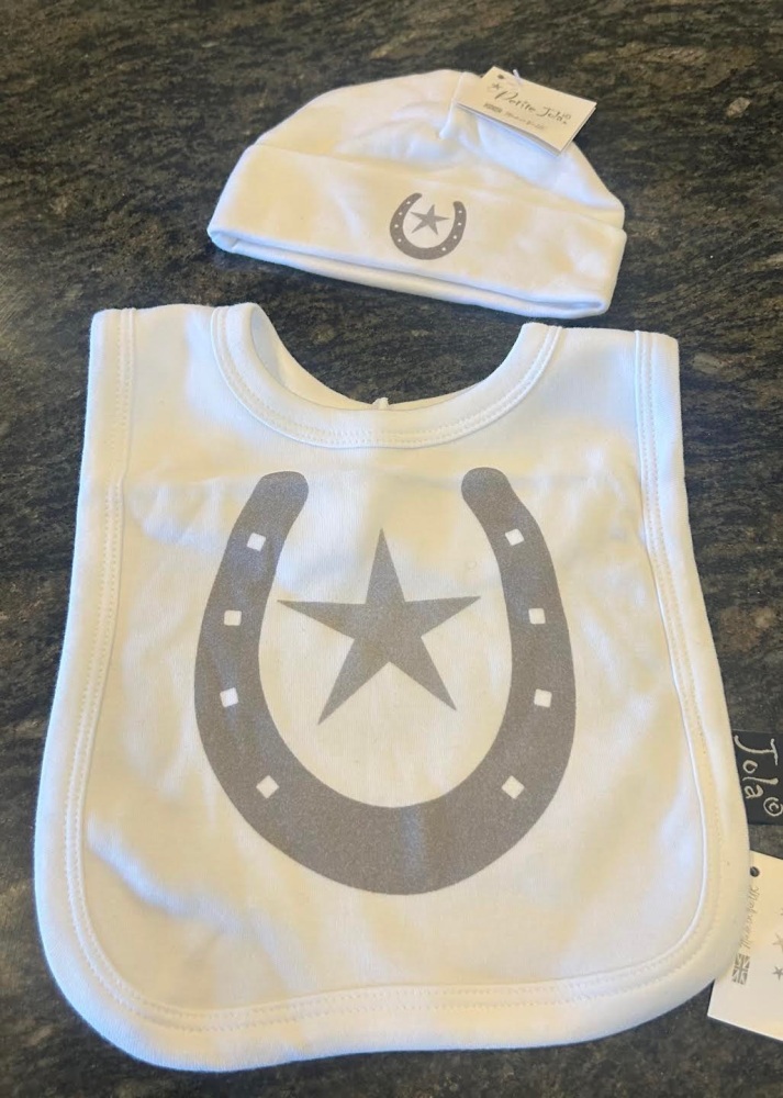 Equestrian Baby Matching Bib and Hat