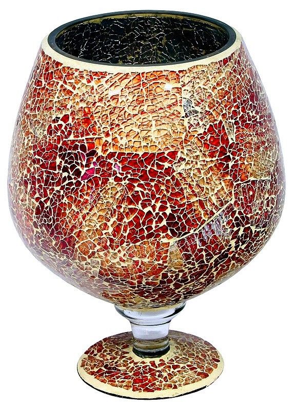 Orange Mosaic Brandy Glass Goblet Large