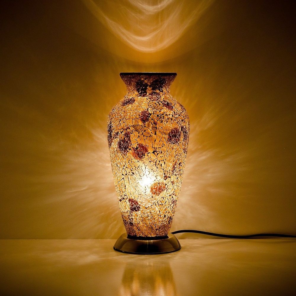 Autumn Gold Mosaic Vase Lamp