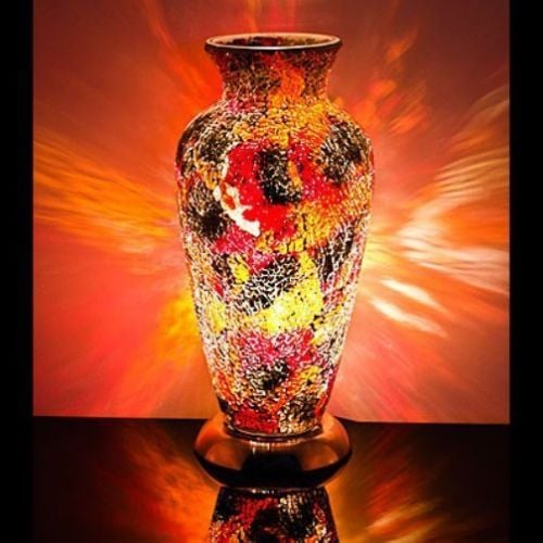 Orange red Mosaic Vase Lamp