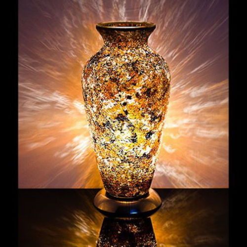 Yellow Gold Mosaic Vase Lamp