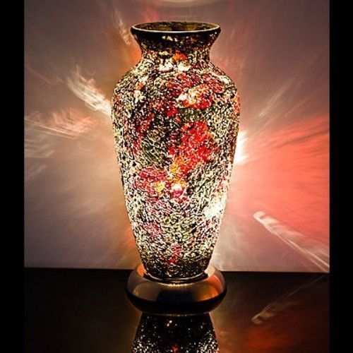 Red Gold Mosaic Vase Lamp