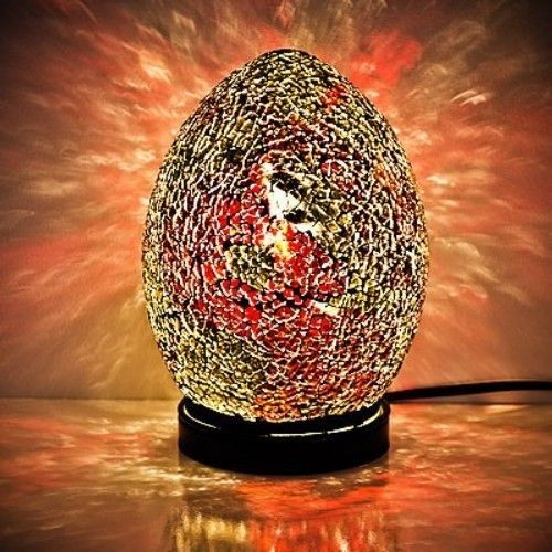 Red Gold Mosaic Mini Egg Lamp