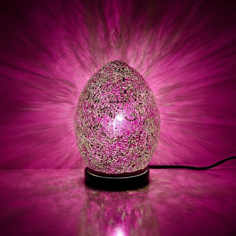 Pink Mosaic Mini Egg Lamp