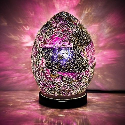 Purple Mosaic Mini Egg Lamp