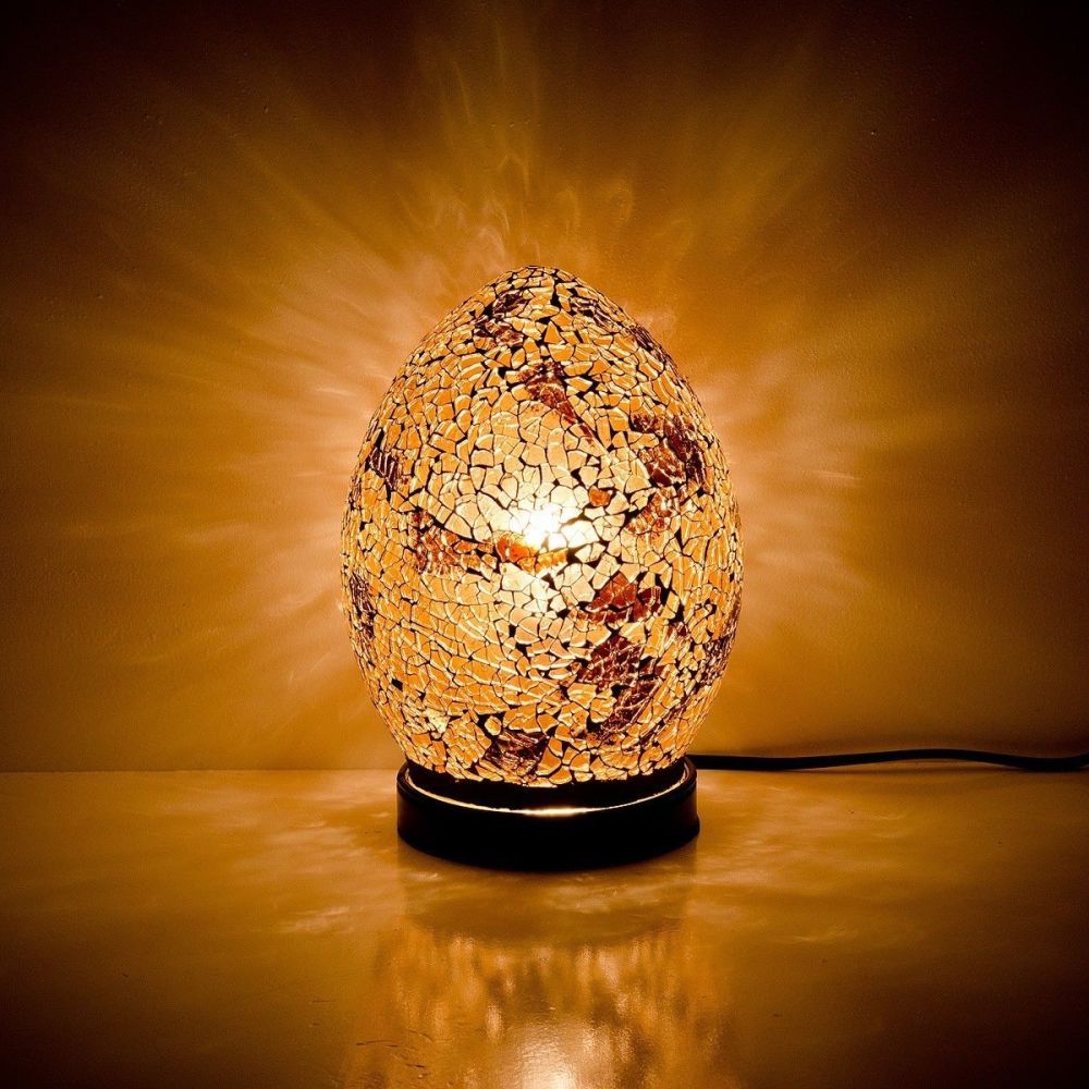Autumn Gold Mosaic Mini Egg Lamp