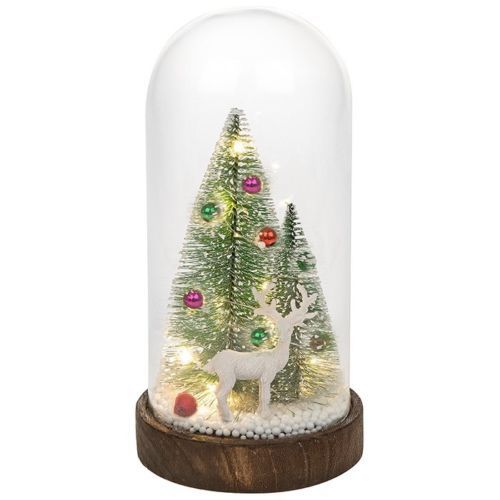 Large LED Glass Dome Christmas Tree and Stag Scene