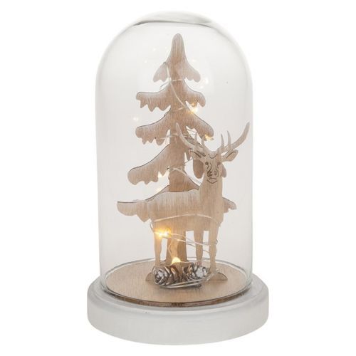 LED Glass Dome Christmas Tree Stag Scene