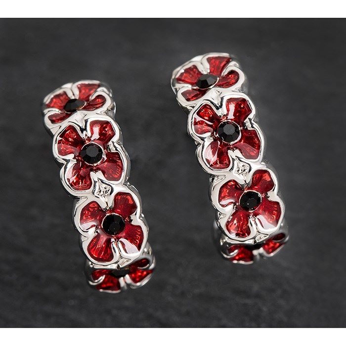 Equilibrium Poppy Half Moon Silver Plated Earrings