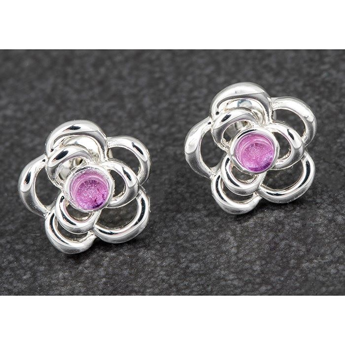 Equilibrium Silver Plated Glitter Roses Earrings