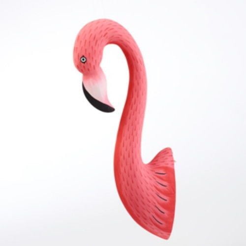 Pink Flamingo Wooden Head Bust