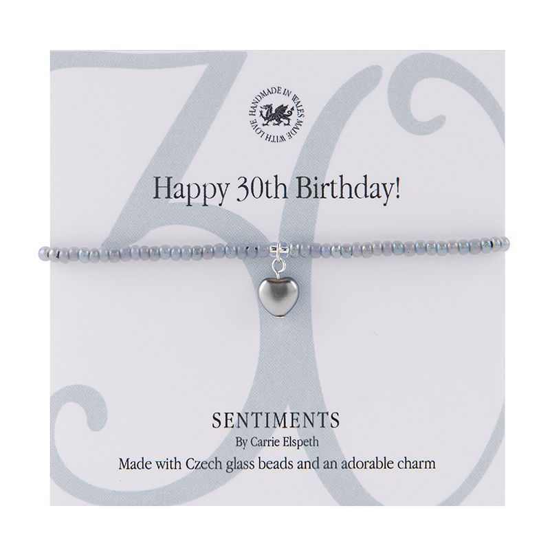 Carrie Elspeth Bracelet 'Happy 30th Birthday' Sentiment Gift Card