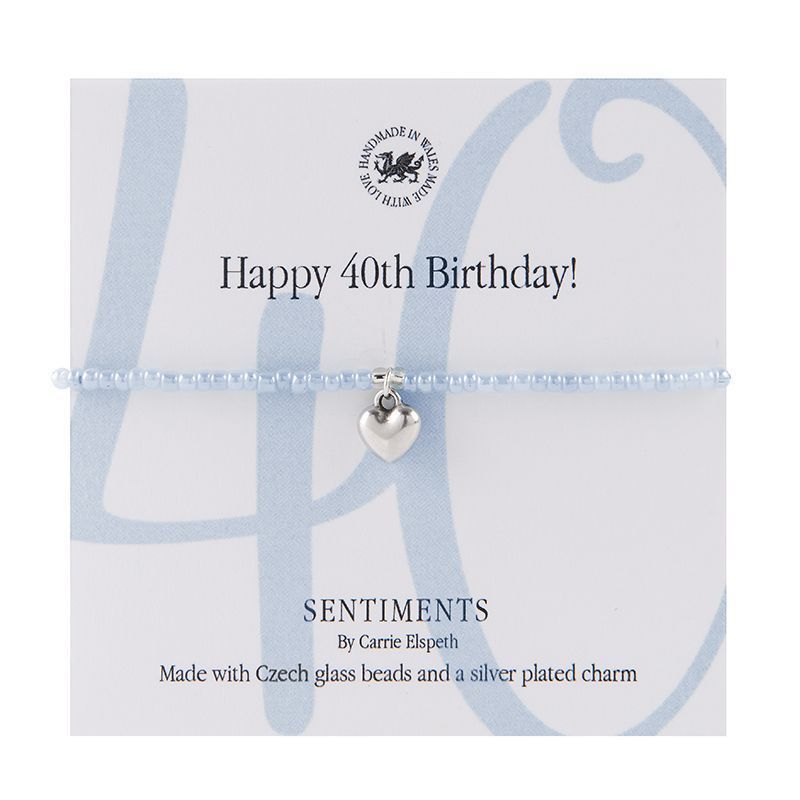 Carrie Elspeth Bracelet 'Happy 40th Birthday' Sentiment Gift Card