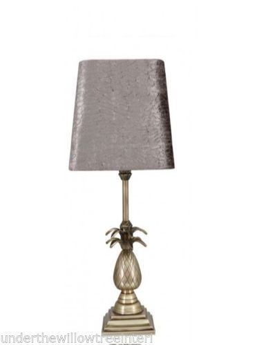 Antique Brass Pineapple Table Lamp With 8" Taupe Snakeskin Shade