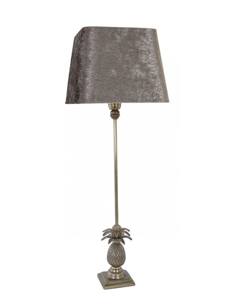 Antique Brass Pineapple Tall Table Lamp With 10" Grey Snakeskin Shade