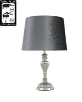 Sandringham Chrome Table Lamp With Grey Shade