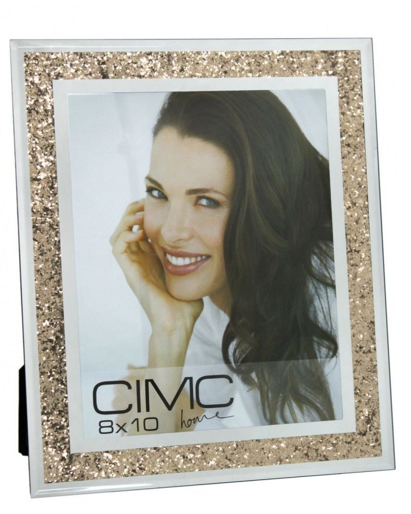 Beautiful Mirror Gold Diamond Crush Glitter Photo Frame 8 x 10