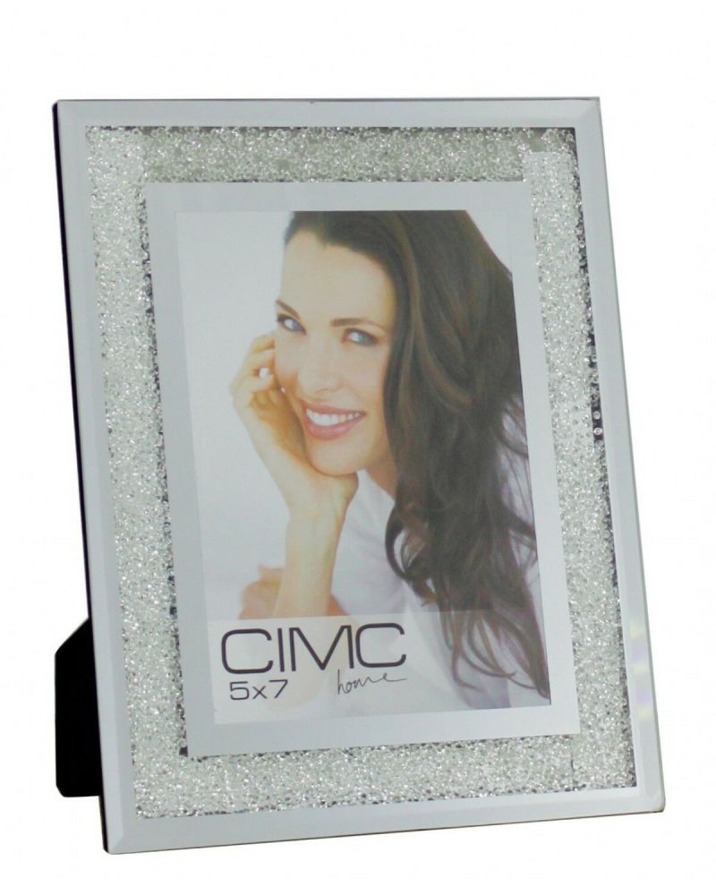 Silver Mirror Diamond Crush Glitter Photo Frame 5x7