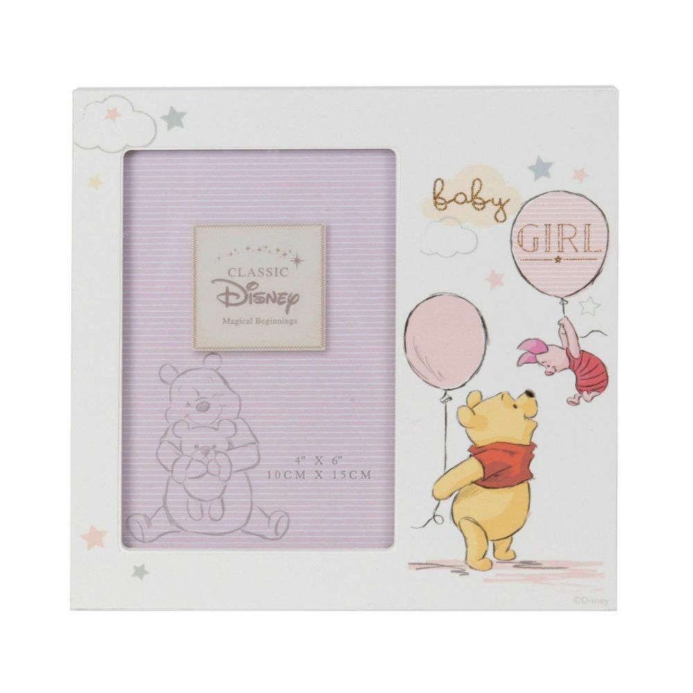 DISNEY Winnie the Pooh Baby Girl Pink Photo Frame 4x6"
