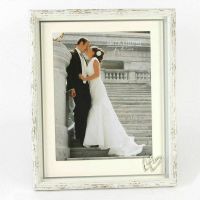 Distressed Wood Wedding Photo Frame With Silver Icons 8x10
