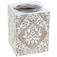 Chic Distressed Patterned Wooden Candle Holder