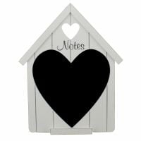 Shabby Chic White Wooden House Shape with Heart Chalk Board