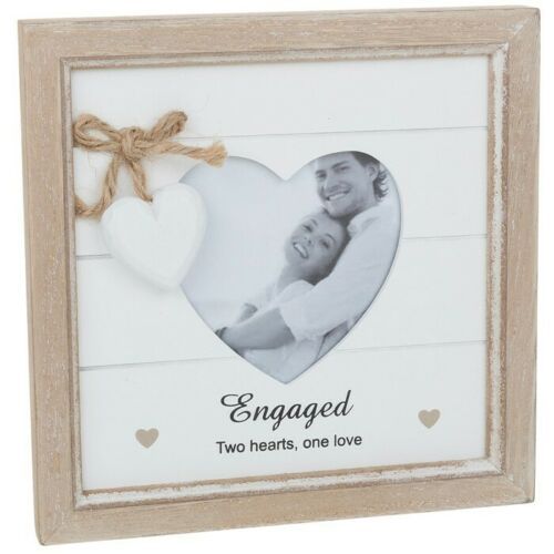 ENGAGED Photo Picture Frame Heart Shabby Chic