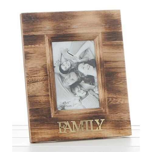 FAMILY 4x6 Rustic Wood Photo Frame 