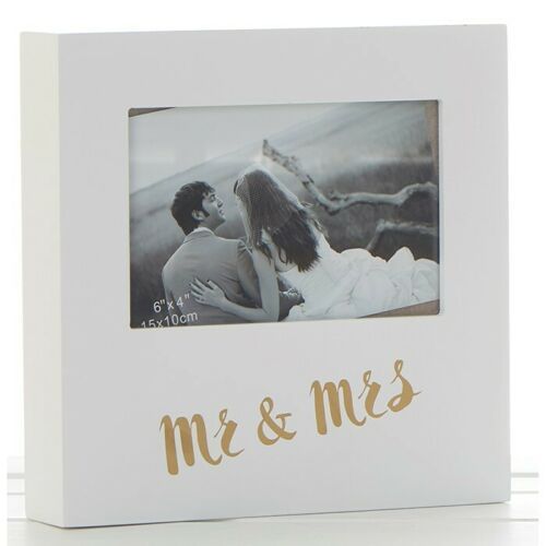 Golden Words Mr & Mrs White Box Photo Frame 6 x 4