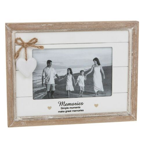 MEMORIES 4x6" Photo Picture Frame Heart Shabby Chic 