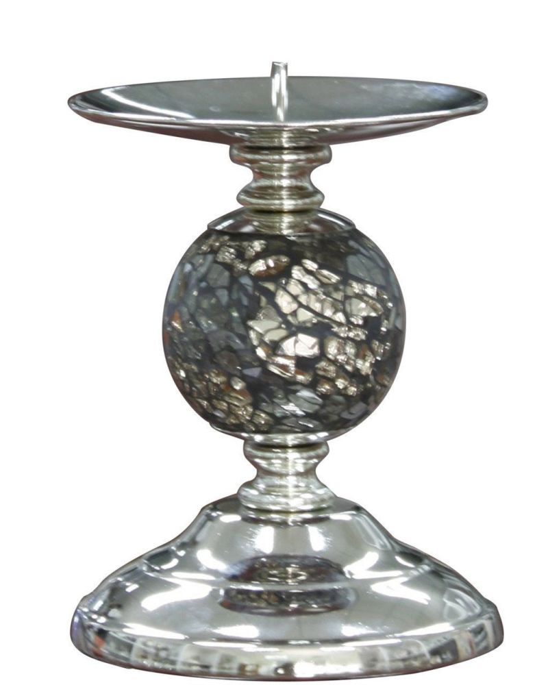 Black and Gold Mosaic Sparkle One Ball Candlestick