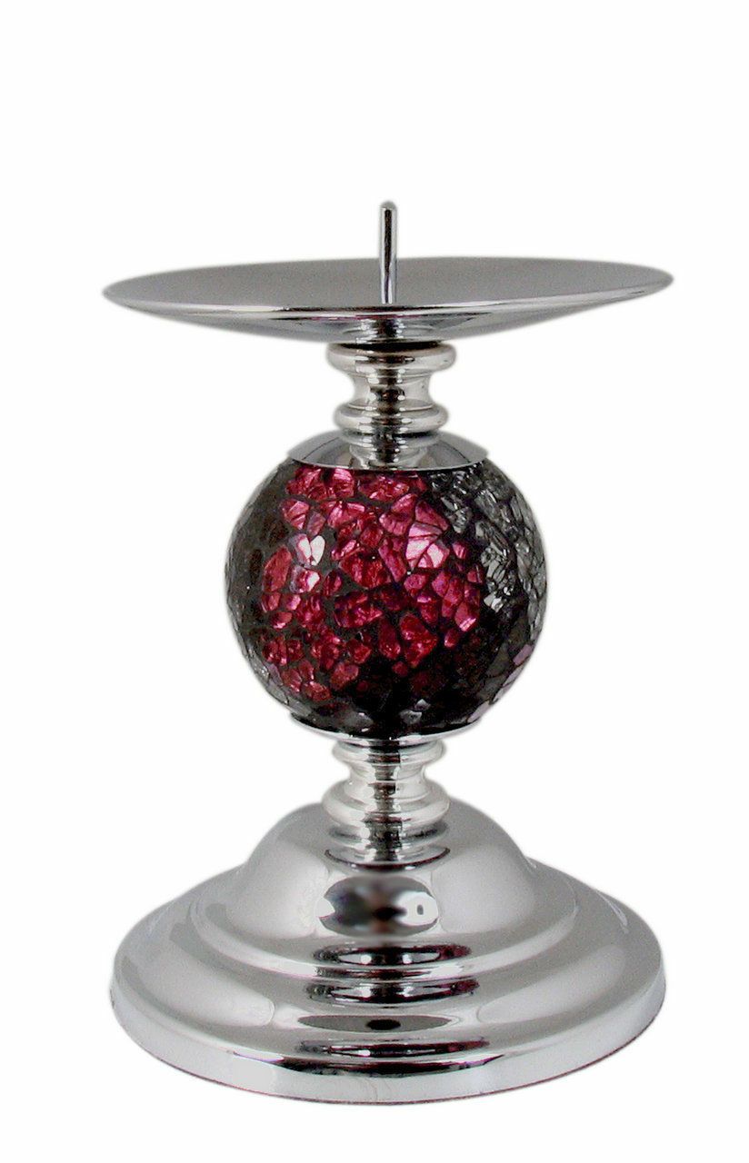 Red Mosaic Sparkle One Ball Candlestick Decorative