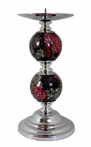 Red Mosaic Sparkle Two Ball Decorative Candlestick