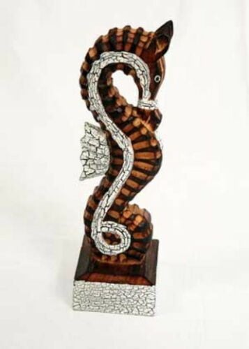 Nautical Seahorse on Stand Hand Carved 