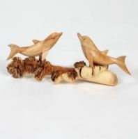 Hand Carved Jempinis wooden Dolphins on Chinaberry Parasite Wood