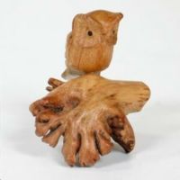 Hand Carved Jempinis wooden Owl on Chinaberry Parasite Wood
