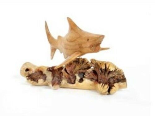 Hand Carved Jempinis wooden Shark on Chinaberry Parasite Wood