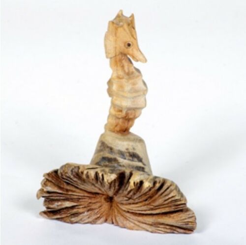 Hand Carved Seahorse Figure on Chinaberry Parasite Wood 