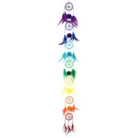 100cm Chakra Chain of Rainbow Dreamcatchers String Feathers Multi Coloured