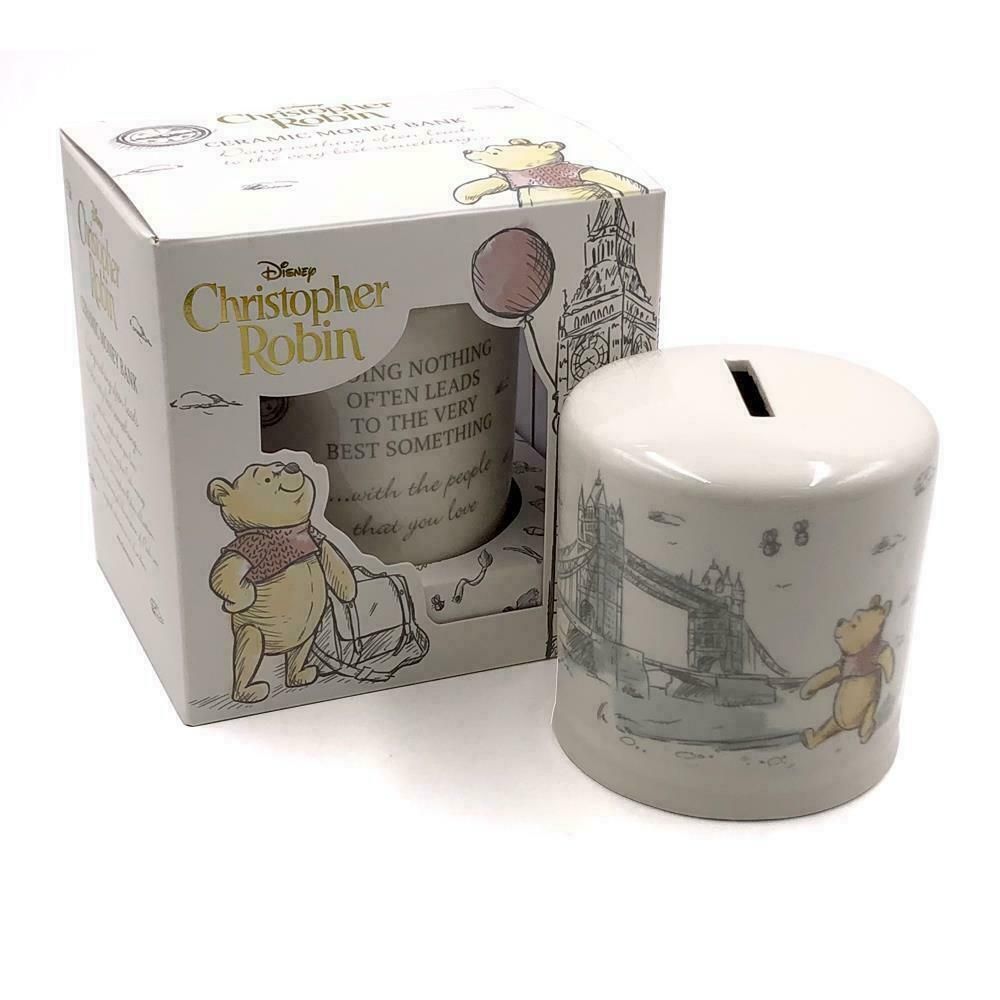 DISNEY Classic Christopher Robin Winnie the Pooh Ceramic Money Bank