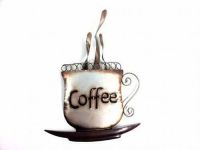  Steaming Coffee Cup Metal Wall Art