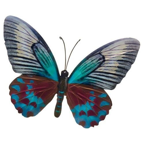 Teal Blue Colourful Butterfly Wall Art