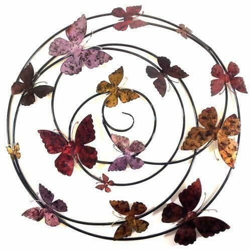 Large Colour Butterfly Spiral Wall Art