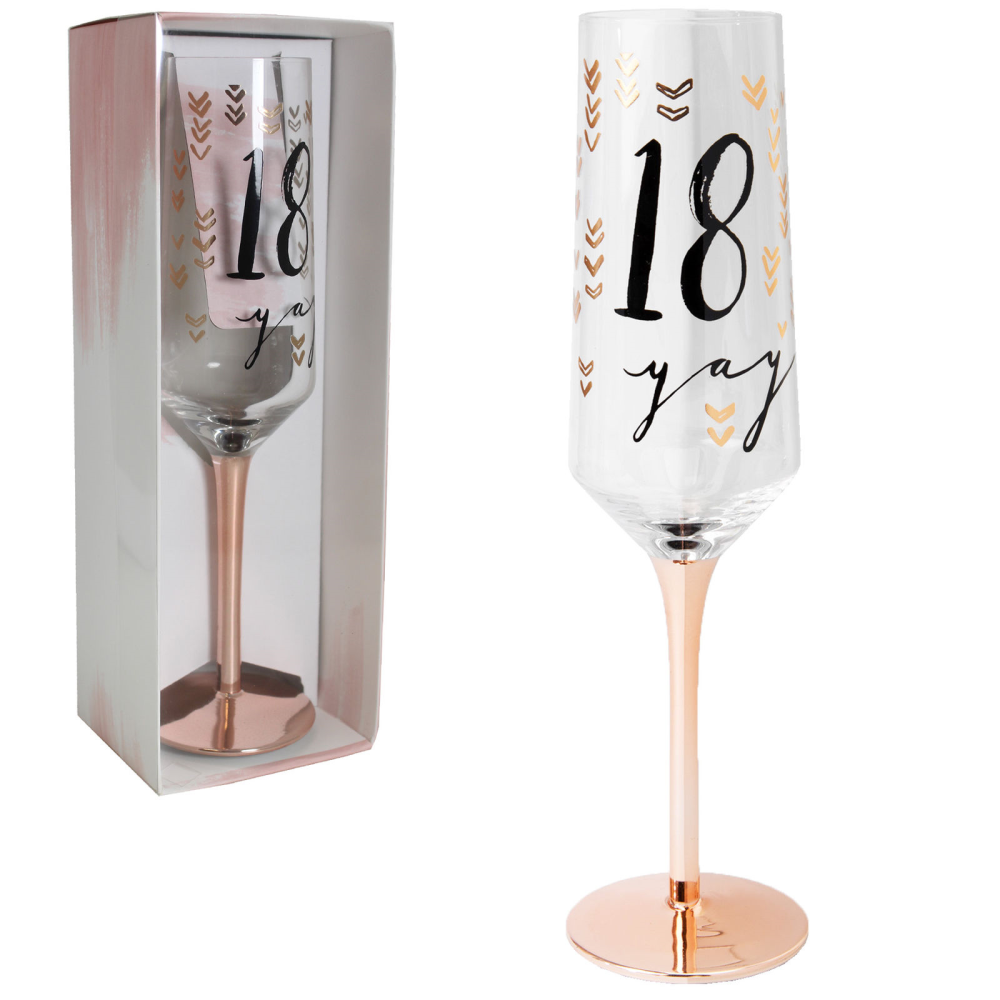 Luxe Rose Gold 18th Birthday Champagne Flute