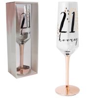 Luxe Rose Gold 21st Birthday Champagne Flute