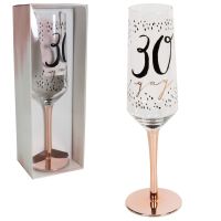 Luxe Rose Gold 30th Birthday Champagne Flute