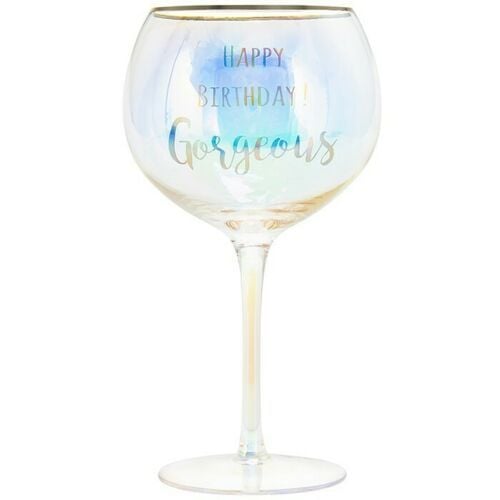 Happy Birthday Lustre Copa de Balon Gin and Tonic Glass