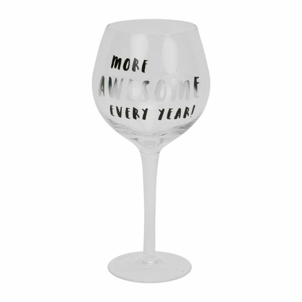 Luxe Silver Birthday Gin Glass "More Awesome Every Year"