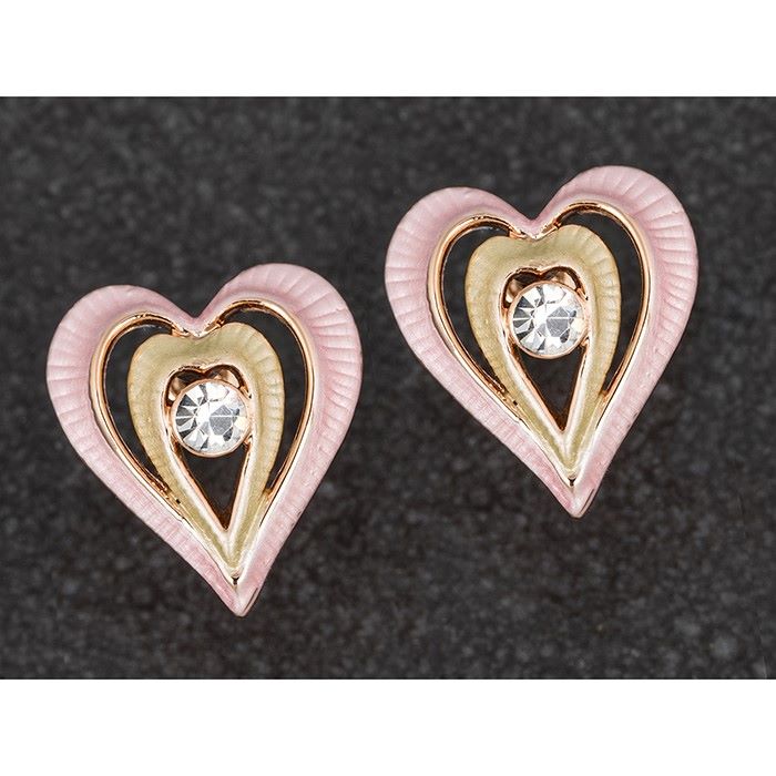 Equilibrium Muted Tones Pink & Gold Heart Earrings